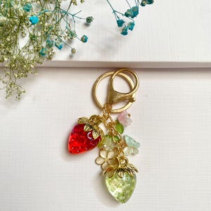 Strawberry Bag, Charm Keychain, Summer Gift Idea, Gift for her, Bag Charm for Purse Luxury, Charm Bag Custom, Purse Chain Accessory,