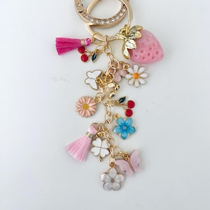 Strawberry Bag, Charm Keychain, Summer Gift Idea, Gift for her, Bag Charm for Purse Luxury, Charm Bag Custom, Purse Chain Accessory,