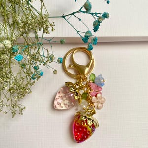 Strawberry Bag, Charm Keychain, Summer Gift Idea, Gift for her, Bag Charm for Purse Luxury, Charm Bag Custom, Purse Chain Accessory,