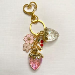 Strawberry Bag, Charm Keychain, Summer Gift Idea, Gift for her, Bag Charm for Purse Luxury, Charm Bag Custom, Purse Chain Accessory,