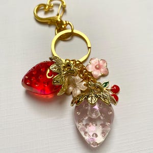 Strawberry Bag, Charm Keychain, Summer Gift Idea, Gift for her, Bag Charm for Purse Luxury, Charm Bag Custom, Purse Chain Accessory,