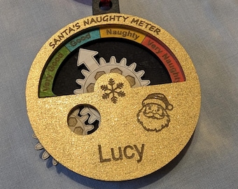 Santa's Naughty Meter kerstbal. Svg, dxf, lbrn2, ai ** ALLEEN DIGITALE DOWNLOAD **