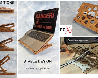 Verstelbare kantelbare laptopstandaard: lasergesneden bestanden en instructies. **Alleen digitale bestanden ** svg, dxf, lbrn2, xcs