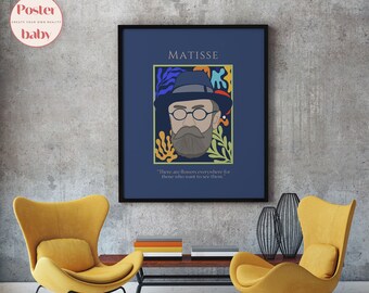 Matisse Print, Matisse Wall Art, Home decor, Wall art, Blue Boho Home Decor, Matisse Poster, Quote Print, Abstract Matisse, Minimalist
