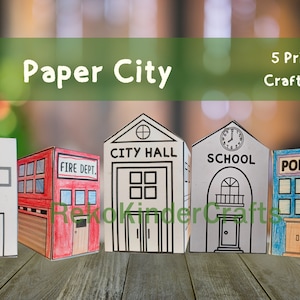 Fogli di carta stampabili per lavoretti urbani - Modelli di paesaggi urbani fai da te per giochi creativi e divertimento educativo