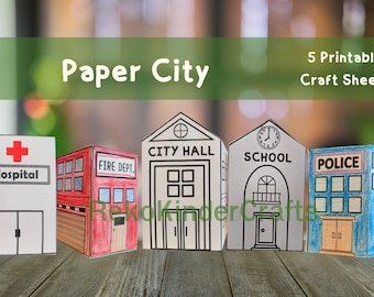 Printable Paper City Craft Sheets - DIY Urban Landscape Templates for Creative Play & Educational Fun