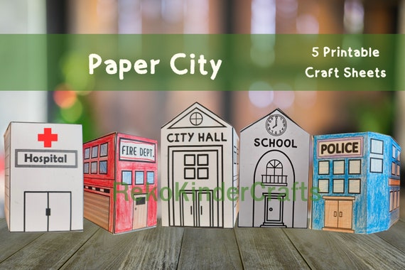 Printable Paper City Craft Sheets - DIY Urban Landscape Templates for Creative Play & Educational Fun
