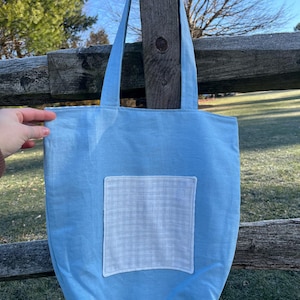 sac cabas bleu clair/vichy