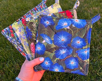 floral potholder set x4