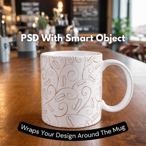 Mockup de taza Objeto inteligente PSD - Cafetería - Muestre sus diseños para listados de Etsy, redes sociales, blogs o publicaciones de Pinterest imagen 2