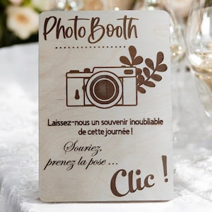 Panneau en bois photobooth / Affiche photo mariage ou anniversaire / décoration salle / Affiche gravé souvenir
