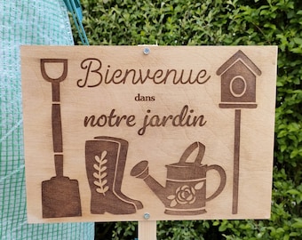 Plaque décoration personnalisée / affiche / potager / jardin / bois / cabane de jardin / fête des pères / fête des mères