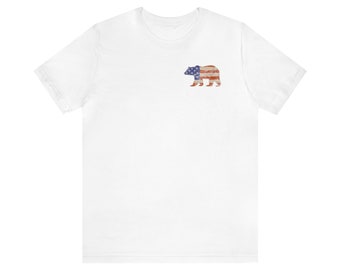 T-shirt à manches courtes et logo grizzly vintage patriotique