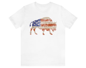 T-shirt à manches courtes Bison vintage patriotique