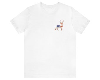 T-shirt vintage patriotique à manches courtes et logo cerf