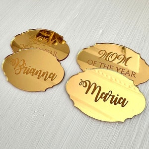 Personalized Party Favor Tag, Baroque Style Tags, Wedding Gift Tag, Elegant Tags, Wedding Favor Tags, Custom Name Label, Mirror Acrylic Tags