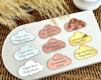 Cloud Acrylic Mirror Tag, Cloud Party Favors, Cloud Baby Shower Tags, Cloud Theme Birthday, Custom Cloud Name Label, Cloud Reception Token