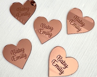 Custom Heart Party Tag, Heart Shaped Tag, Wedding Heart Gift Tag, Baby Shower Tags, Favor Decoration, Custom Name Acrylic Tags, Party Tags
