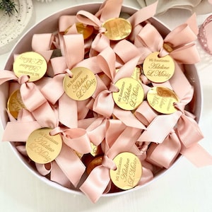 Etichetta personalizzata per baby shower, etichetta di cresima, etichetta rotonda per baby shower, etichetta rosa tenue, decorazione bomboniera, etichetta acrilica circolare personalizzata, etichette per feste con specchio