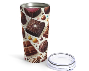 Vaso térmico de acero inoxidable de 591 ml (20 oz) con diseño de pralinés de chocolate, regalo para ella.