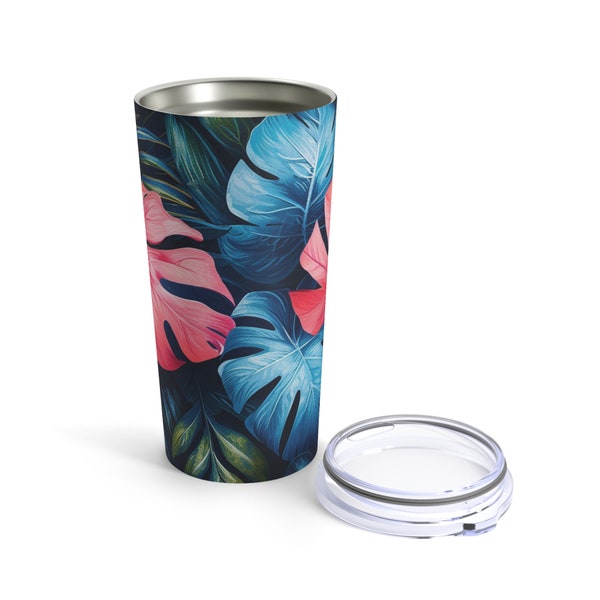 Floral Jungle Tumbler 20oz, Kunstvoller Blumenbecher, flower tumbler, Jungle Tumbler, steel tumbler, bunter Becher, designer tumbler, gift