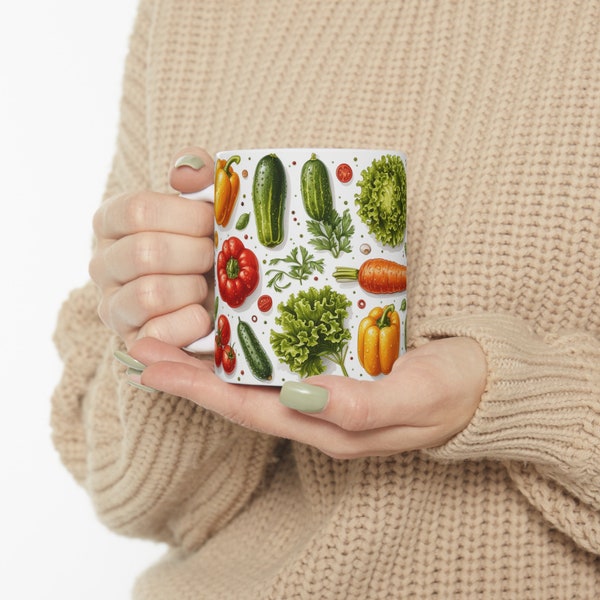 Vegan Mug 11oz, Küche , Vintage Teetasse, Vegetable Mug, Gemüse, Koch, Köchin, Geschenk, Geschenk für ihn, Geschenk für sie, vegan mug