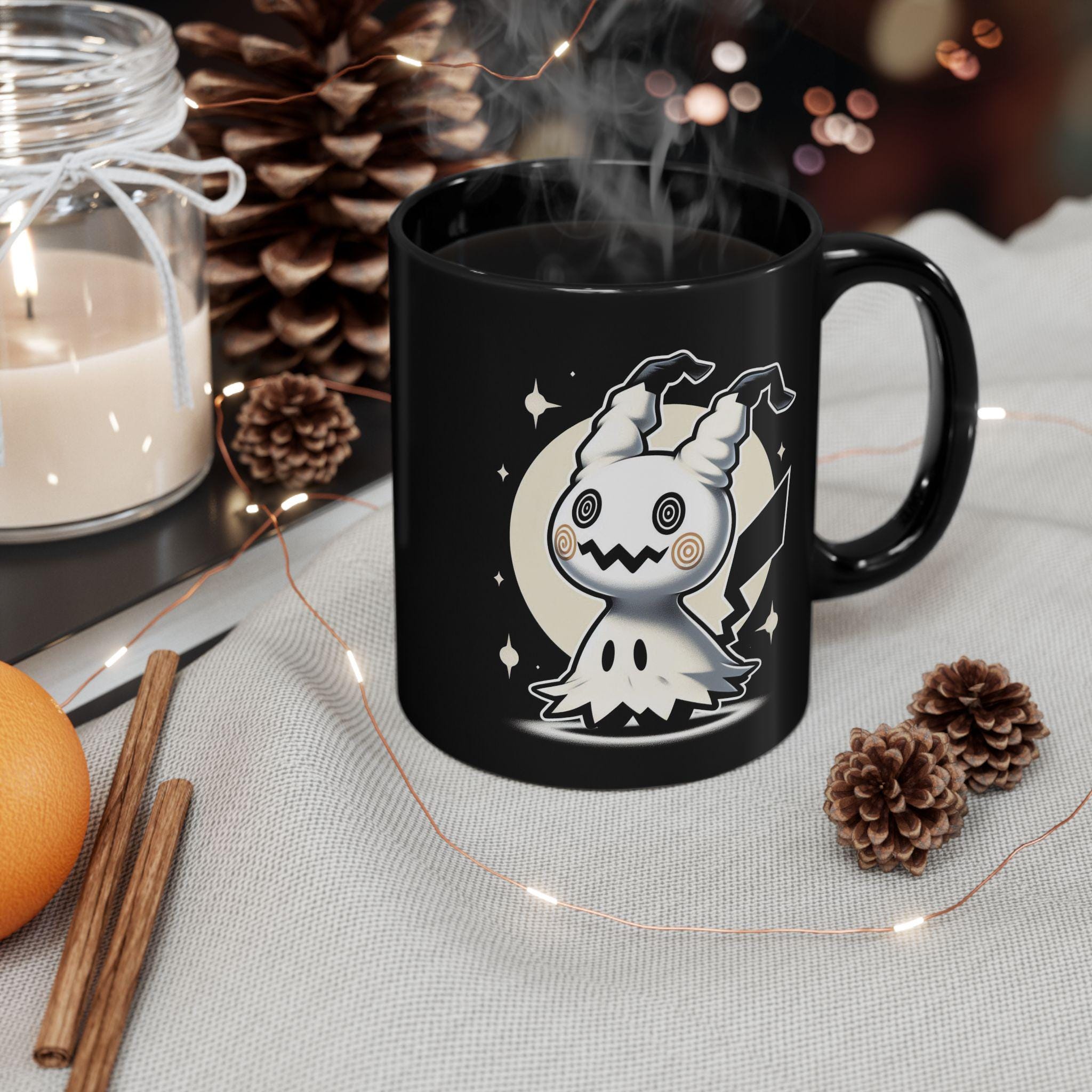 Mimikyu Mug, Japanese Pokemon Fan Design, Spooky Black Mug - Etsy