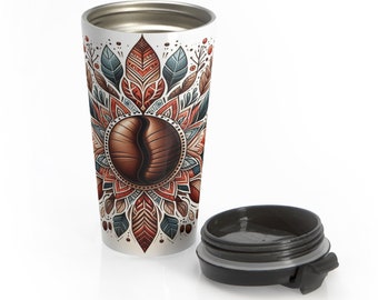 Coffee Art Stainless Steel Travel Mug, 15oz