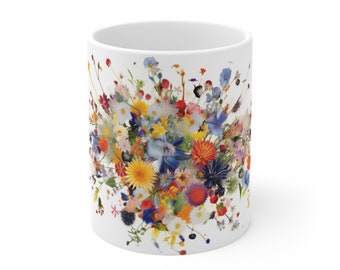 Taza Boho Wildflower, Taza de té floral botánica vintage