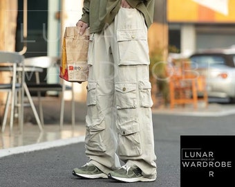 Tactical Cargo Multi Pocket Pants | Casual Y2K Hip Hop Trousers | Vintage Wide Leg Loose Bottoms | Harajuku Urban Streetwear Pants