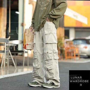 Tactical Cargo Multi Pocket Pants | Casual Y2K Hip Hop Trousers | Vintage Wide Leg Loose Bottoms | Harajuku Urban Streetwear Pants