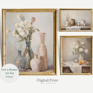 Printable Vintage Gallery Wall Set of Three I Neutral Print Set I Vintage Wall Decor I Digital Download Print