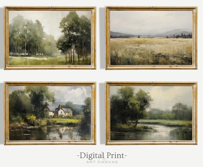 Summer Country Landscape Print Set | Vintage Oil Painting Gallery Wall ...