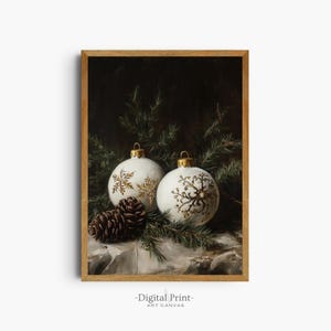 Printable Vintage Christmas Painting I Neutral Winter Wall Art I Rustic Wall Decor I Digital Download Print