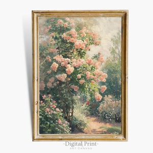 Blooming Garden Oil Painting, Vintage Spring Wall Art (Digital Download)