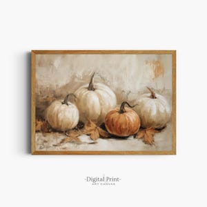 Vintage Pumpkin Oil Painting: Moody Fall Art Print (Digital Download)