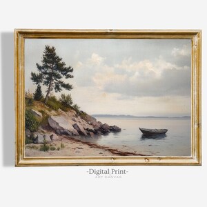 Printable Vintage Lake Painting I Landscape Wall Decor I Nature Oil Print I Digital Download Print