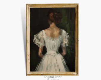 Vintage Woman Portrait Oil Painting | Minimalist Art (Digital Download)