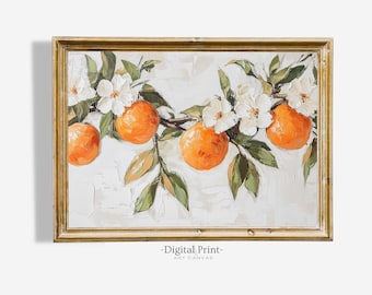 Printable Vintage Oranges Oil Painting I Vintage Kitchen Wall Art I Orange Art I Digital Download Print