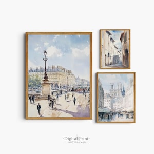 Printable European City Vintage Gallery Wall Set of Three I Neutral City Wall Art I Gallery Wall Set Print I Digital Download Print
