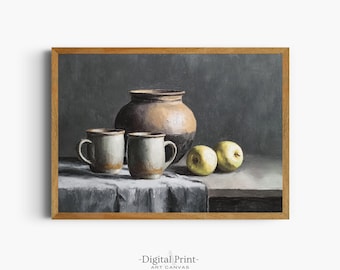 Rustic Kitchen Still Life Painting | Vintage Farmhouse Print (Digital Download)