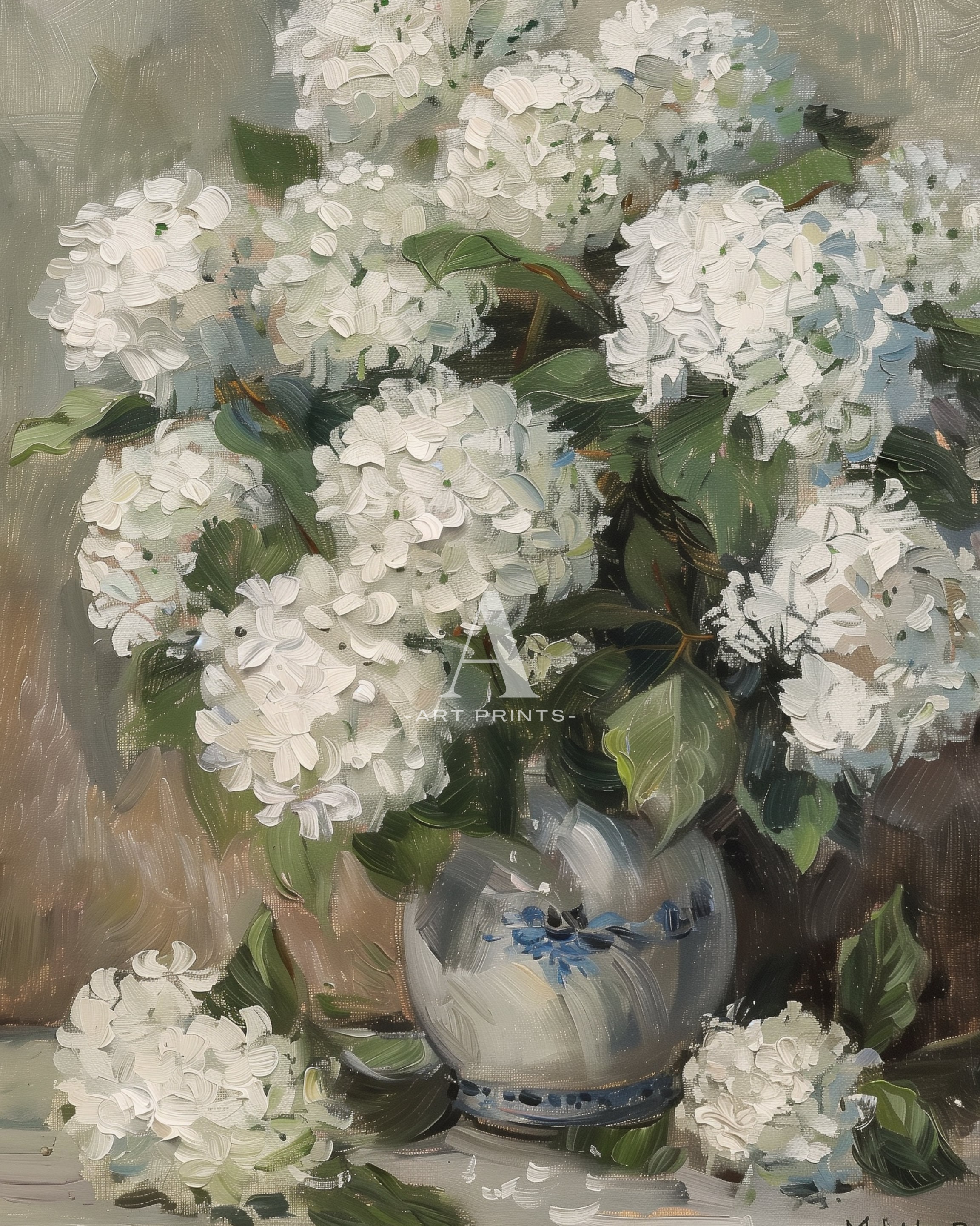 Vintage Hydrangea Still Life Painting | Botanical Wall Print (digital ...