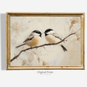 Printable Vintage Bird Painting I Vintage Farmhouse Decor I Neutral Wall Print I Digital Download Art