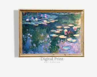 Water Lilies Painting | Impressionist Landscape Art (Digital Download)