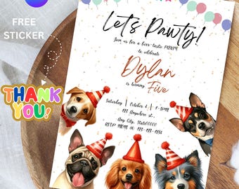 Dog themed birthday Party, Puppy birthday Invitation, Dog Invitation Template, Printable Puppy birthday Invite, Digital pet birthday invite