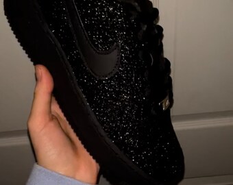 Juniors Black glitter Custom Airforce1s