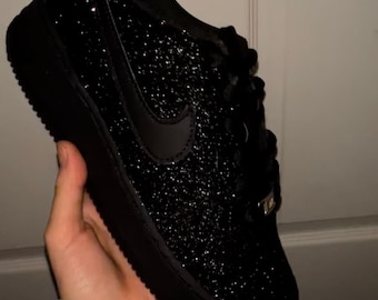 Mens Black Glitter Custom AirForce1s