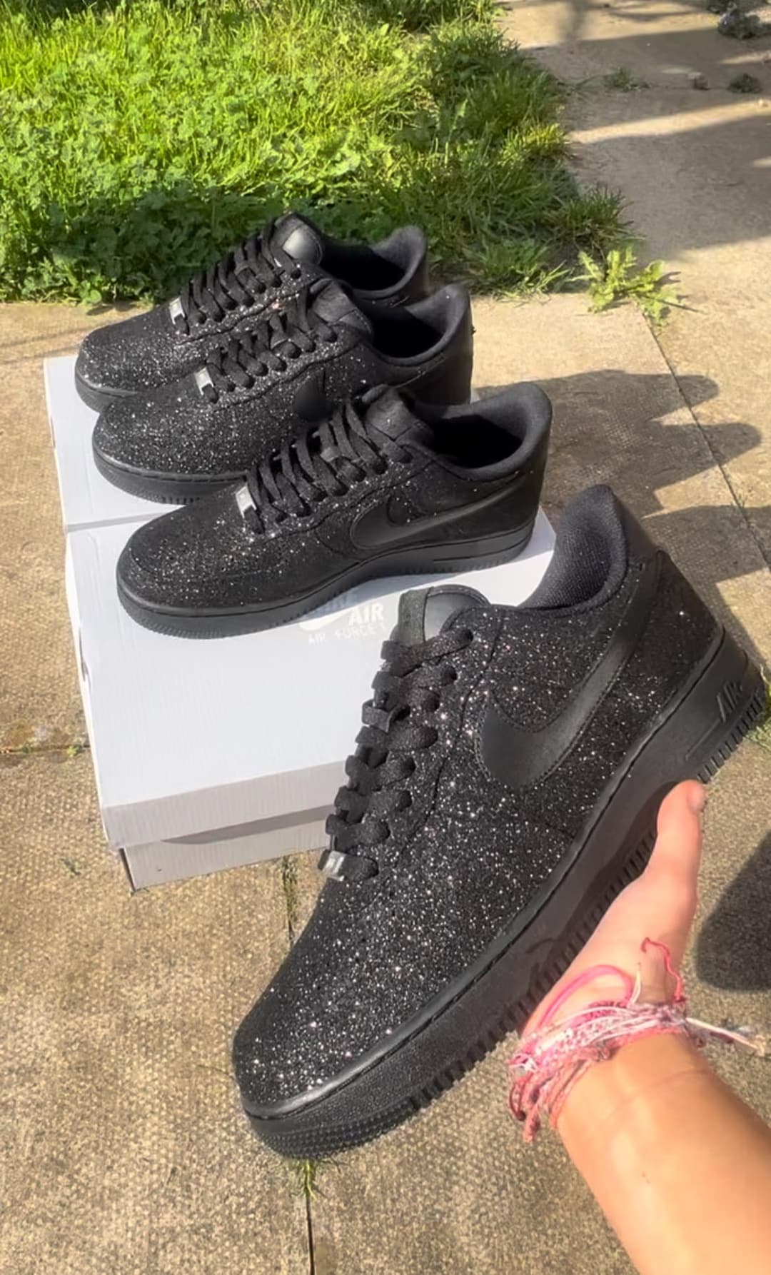 Buy Juniors Black Glitter Custom Airforce1s Online in India