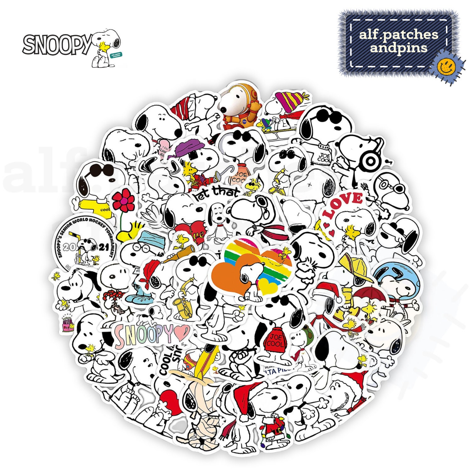 Aufkleber Snoopy mit Charly S086 - 15x9cm in Wunschfarbe