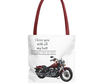 Ik hou van je Tote Bag, Humor & Fun Tote Bag, Klassieke motorfiets Tote Bag